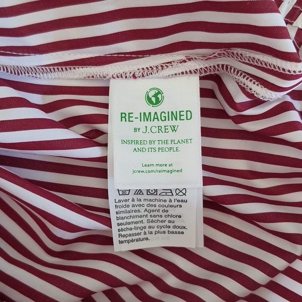 NWT J. Crew Striped Top Cotton Long Sleeve Cuffed Red White Stripe - Picture 9 of 10